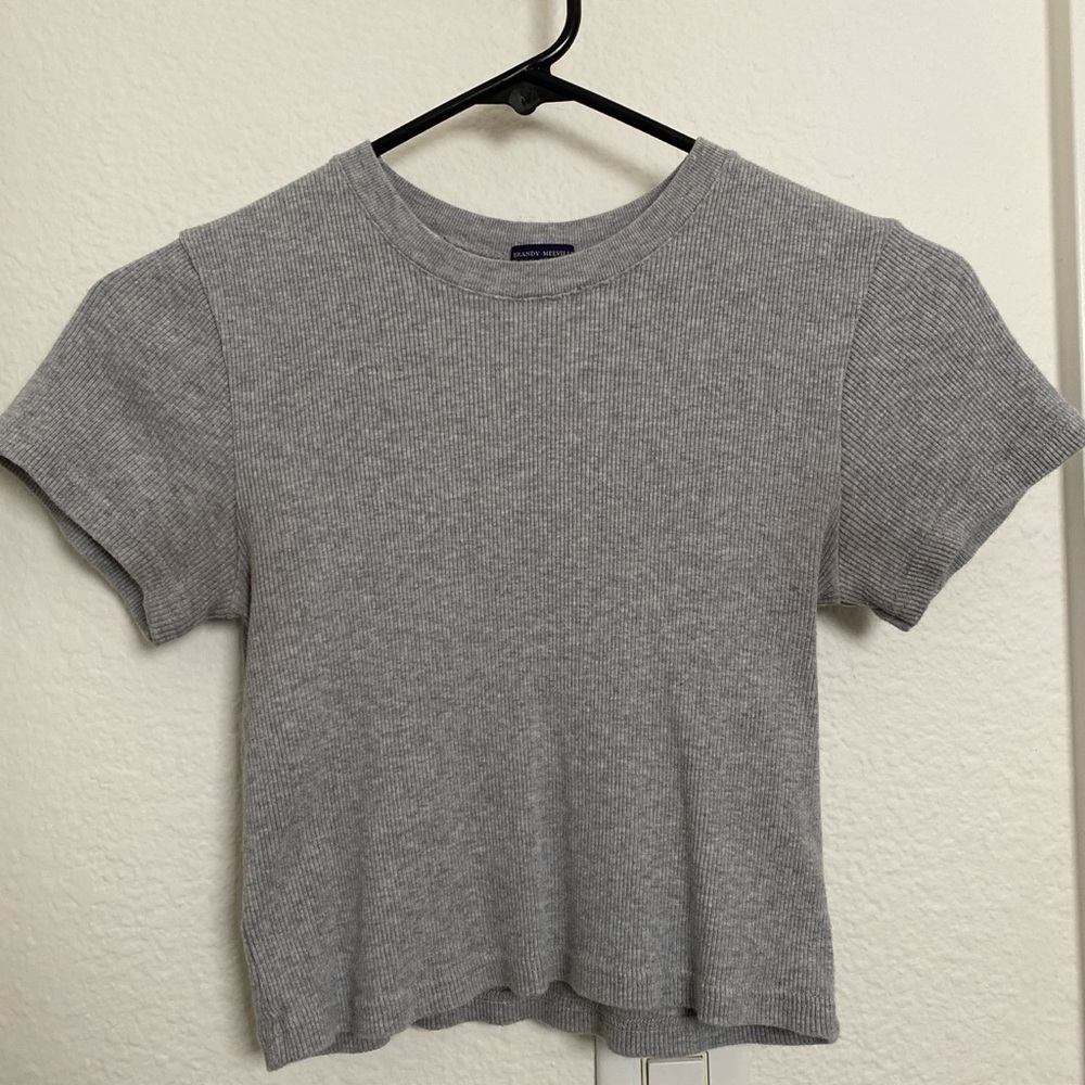 Brandy Melville Grey Ribbed Shirt